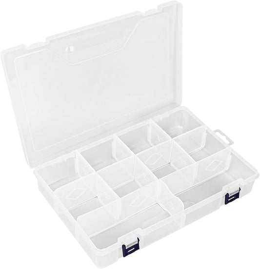 Large Bead Organizer Box, 10 Compartment Craft Storage Container with Removable Divider, Plastic Empty Case for Jewelry Rhinestone Charms Crystal Press On Fake Nail, Hair Stuff Small Accessory
