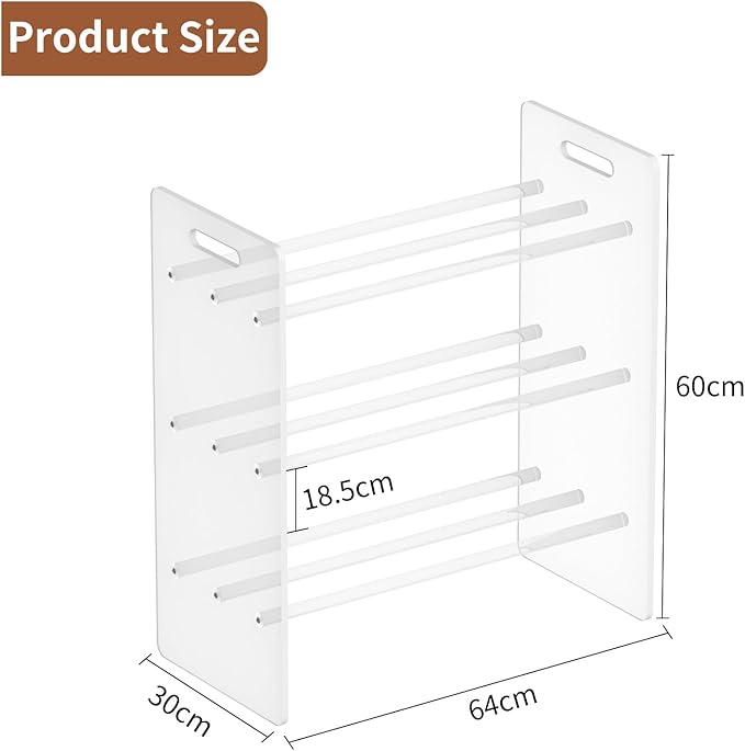 Acrylic Shoe Rack for Entryway, 3-Tier Free Standing Shoe Organizer, Minimalist Design Perferct for Door Entrance, Closet, Living Room (XL)