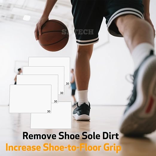 SATECH Sticky/Tacky/Adhesive Mat 13" x 17" with Non-Slip Base for Basketball Shoes Cleanroom Pets Garage White(Case of 4 Mats,30 Sheets Each)