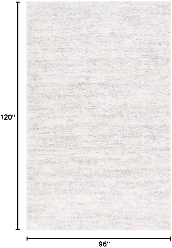 SAFAVIEH Area Rug 8x10 - Berber Shag Collection - Large - Ivory & Light Grey, Modern Design, Non-Shedding & Easy Cleaning, Plush Thick Pile, Ideal for Living Room, Bedroom, Dining Space (BER563F)