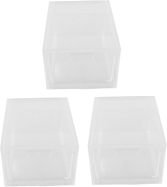 Tofficu 3pcs Stackable Acrylic Makeup Organizer Storage Bins Lids Desk Accessory for Vanity Bathroom and Desk
