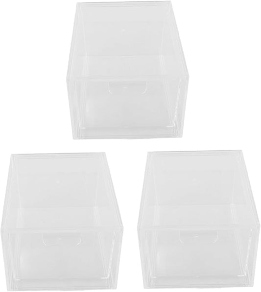 Tofficu 3pcs Stackable Acrylic Makeup Organizer Storage Bins Lids Desk Accessory for Vanity Bathroom and Desk