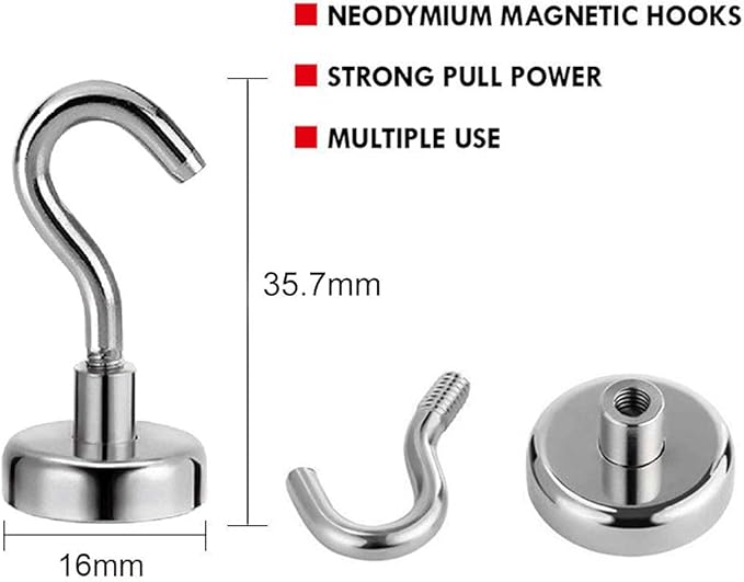 MIKEDE Heavy Duty Magnetic Hooks for Cruise Ship-N52 Silver 28 Pack-30 LB