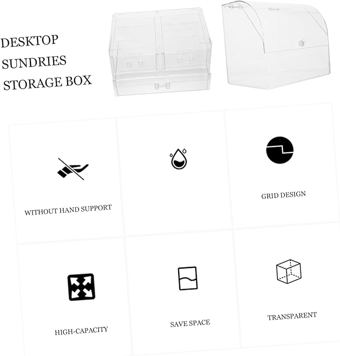 Acrylic Makeup Storage Box Lid Desktop Organizer for Cosmetic and Beauty Products Large Dustproof Drawer Type Design for Vanity and Bathroom Use