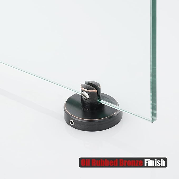 JQK Corner Glass Shelf, Oil Rubbed Bronze Bathroom 304 Stainless Steel Shower Triangle Floating Wall Shelf, 10 x 10 Tempered Glass, 3 Pack, TGS190L10-ORB-P3