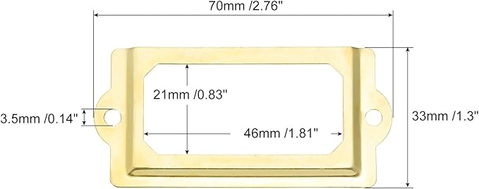 uxcell Metal Label Holders, 70x33mm 60pcs File Name Card Tag Label Holder Frame for Office Library Drawer Cabinet Shelves, Gold Tone