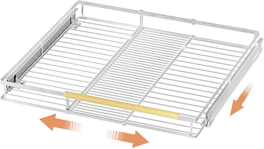 SANNO Expandable Pull Out Cabinet Organizer Slide Out Shelf, Bottom-Mounted Cabinet Sliding Shelf Expandable Shelves for Cupboard Pantry Closet Pots Pans,1pack