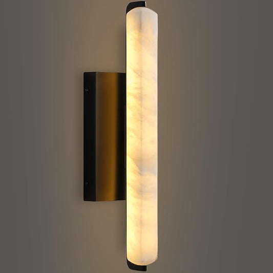Alabaster Wall Sconces, 15" Black Alabaster Sconce, Spanish Natural Marble Bathroom Vanity Sconces, Rectangle Modern Sconces Lighting for Bedroom Living Room Staircases Hallway