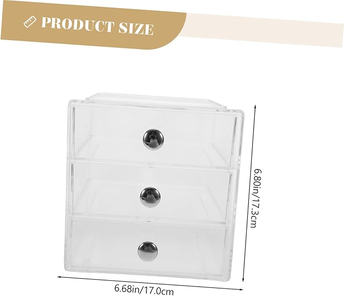 GLEAVI Clear Storage Box Organizer with Three Layers for Sundries Stackable Makeup and Jewelry Storage and Elegant Design for Hair Accessories and Skincare