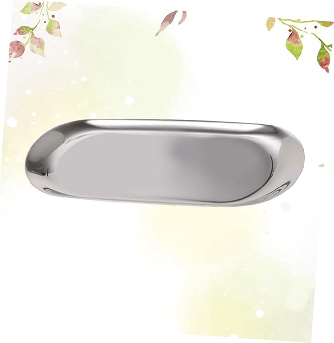 Ciieeo Nordic Style Silver Jewelry Storage Tray Minimalist Aromatherapy Tools Plate Storage for Necklaces Bracelets Rings and Earrings Elegant Desktop Organizer