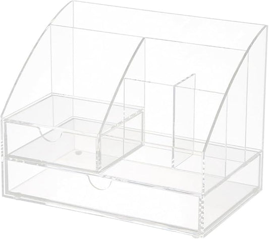 Acrylic Desktop Organizer with Multi-compartment Storage Box for Stationery Makeup Holder for Home Office and Vanity Use