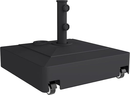 Outdoor Umbrella Stand Base with Wheels, Heavy Duty Patio Umbrella Base Holder, Filled Up to 134 lbs with Stand or 88 lbs with Water for 1.38", 1.5", 1.89" Poles for Garden, Poolside, Black