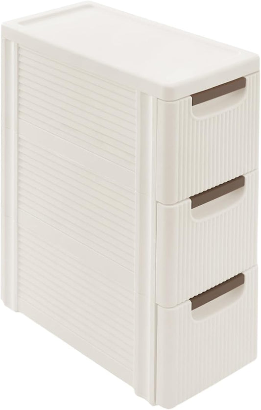Narrow Storage Cabinet with Drawers, Rolling Storage Cart Organizer with 3 Drawers, Plastic Dresser, Mobile Utility Cart on Wheels for Bathroom Kitchen Bedroom Office Classroom (3-Drawers)