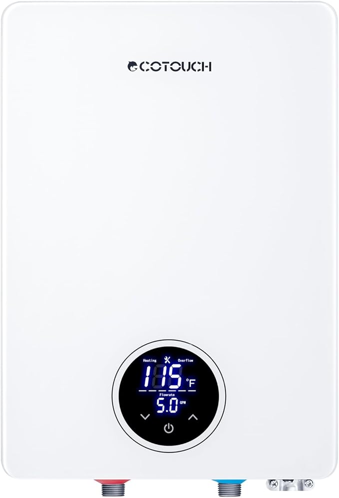 Tankless Water Heater, ECOTOUCH 27kW 240V Water Heater Electric Hot Water Heaters, Instant Hot Water with Self-Modulating, Up to 6.5GPM for 2-4 Point of Use, ETL Certified, ECO270S White