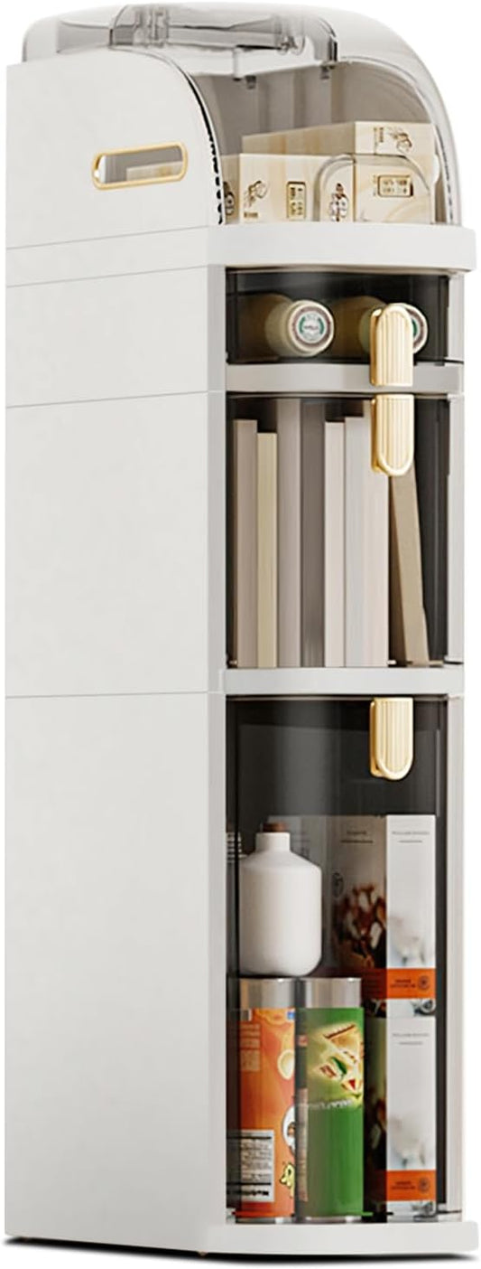 Ultra-Thin Bathroom Storage Cabinet with Wheels - 2-Tier Slim Narrow Organizer for Small Spaces, Transparent Drawers, Waterproof & Sturdy ABS+PP, No Assembly Needed for Bath, Bedroom, Kitchen