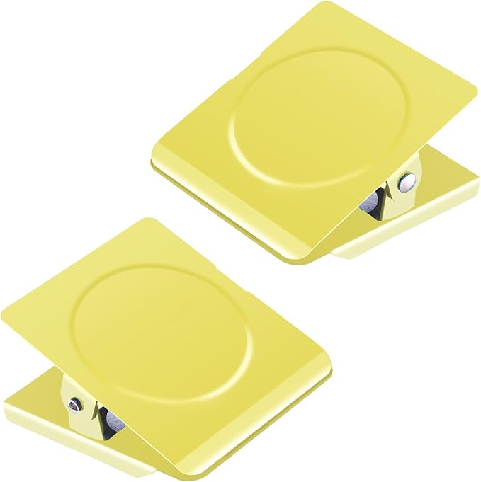 Grtard Strong Magnetic Clips, 2.2 Inch Extra Large Magnetic Clips Heavy Duty, 2Pack Magnet Clip for Fridge, Clip Magnets for Refrigerator, Whiteboard, Classroom, Kitchen, Office Organizer (Yellow)