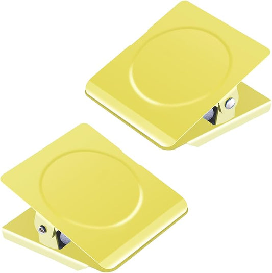 Grtard Strong Magnetic Clips, 2.2 Inch Extra Large Magnetic Clips Heavy Duty, 2Pack Magnet Clip for Fridge, Clip Magnets for Refrigerator, Whiteboard, Classroom, Kitchen, Office Organizer (Yellow)