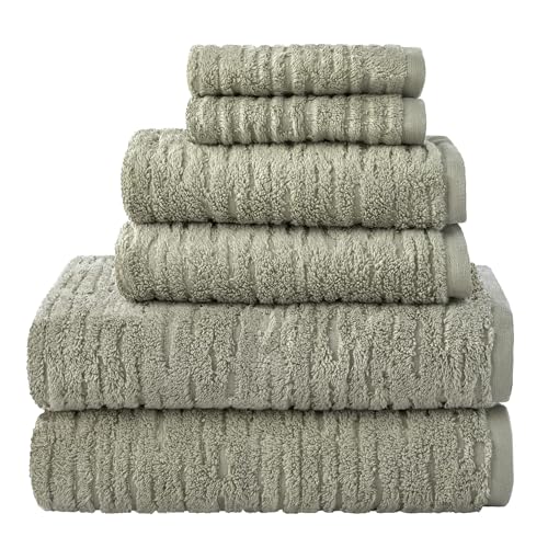 SKL Home CloudSoft Bath Towel Set, 6-Piece, 100% Cotton Luxury, Sage - Image 2
