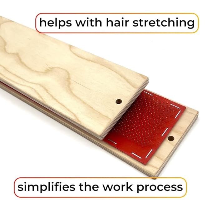 29 x 9 cm (2 pcs) Hair Holder on a Wooden Base, Drawing Mat For Bulk Hair Extension Professional Hackle Styling Tools Making Lace Wig Tools Drawing Card With Needles