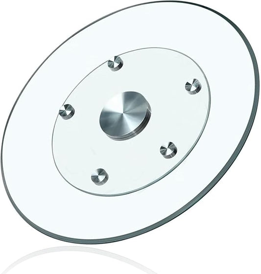 Glass Lazy Susan,28" Glass Lazy Susan for Dining Table Turntable Centerpiece with Swivel Assist System & Smooth Spin Round Tabletop Rotating Tray (28 in)