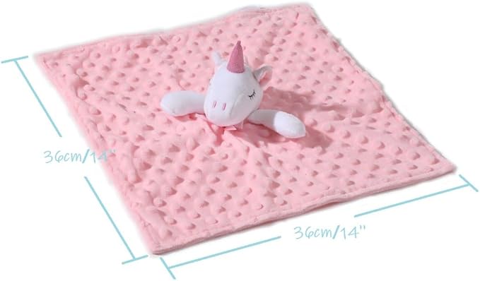 CREVENT Baby Welcome Gift Set Storage Basket with 2 Blankets+ 1 Security Blanket + 1 Taggie + 1 Gift Bag with Ribbon (Pink)