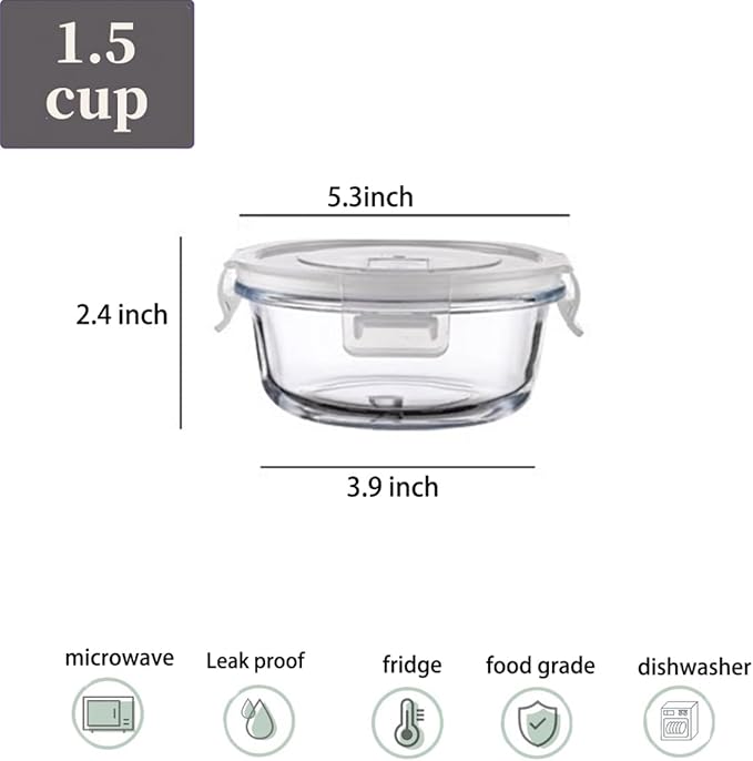 4PC Square Glass Containers With Lids (transparent)