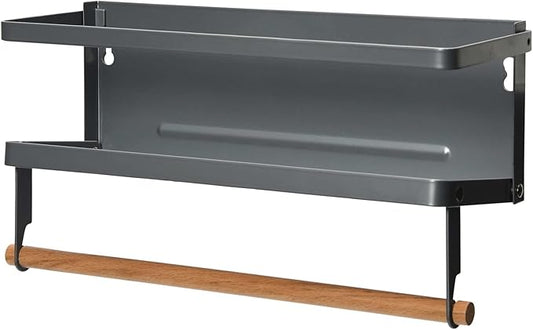 Household Essentials Metal Magnetic Spice Rack with Paper Towel Holder, Grey