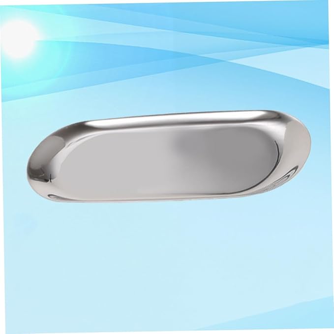 Cabilock Minimalist Tray for Jewelry Storage Nordic Style Silver Decorative Plate for Earrings and Necklaces Sleek and Functional Home Organizer