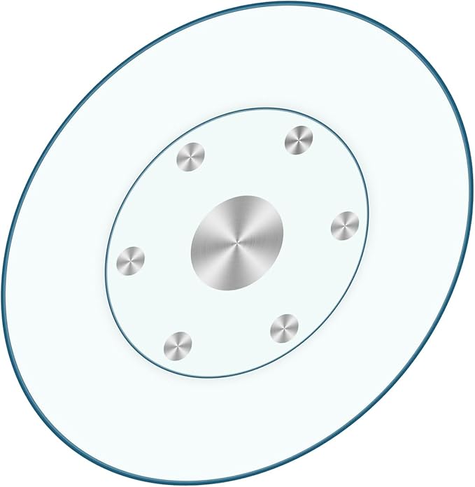 40-Inch Lazy Susan Turntable for Dining Table, Tempered Glass, 360° Rotation, Anti-Tip Design with 6 Rotating Wheels, Perfect for Parties, Weddings, and Family Dinners (40 inch)