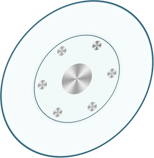 40-Inch Lazy Susan Turntable for Dining Table, Tempered Glass, 360° Rotation, Anti-Tip Design with 6 Rotating Wheels, Perfect for Parties, Weddings, and Family Dinners (40 inch)