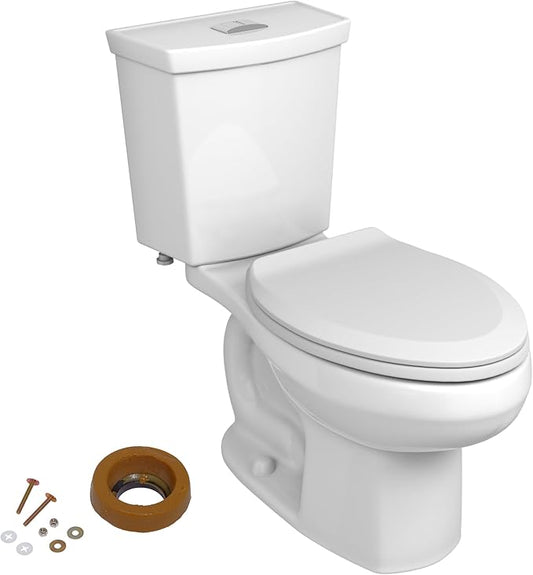 American Standard 606CA002.020 H2Option Two-Piece Toilet with Toilet Seat and Wax Ring, Elongated Front, Standard Height, Dual Flush, White, 0.92 - 1.28 gpf