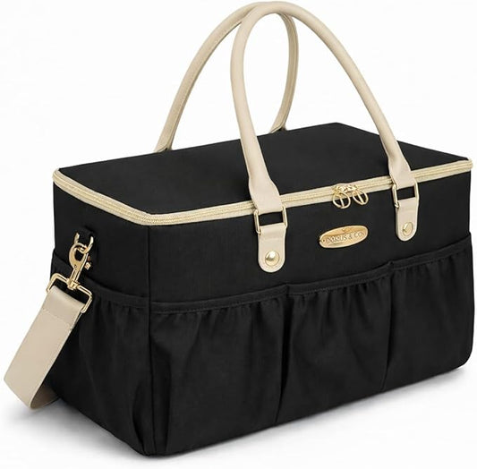 DOKUS & CO Luxe Diaper Caddy Organizer, Extra Large Collapsible Nursery Storage Tote for Baby Essentials & Travel