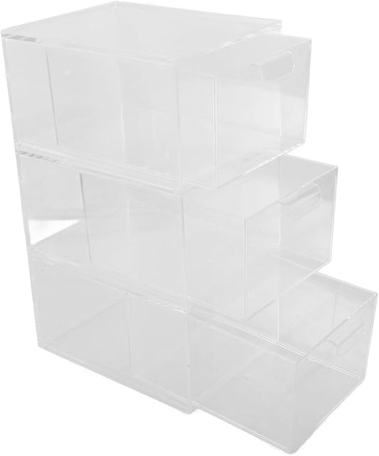 3pcs Stackable Storage Organizer Bins for Makeup and Daily Essentials Versatile Acrylic Drawer for Home and Office Use for Bathroom and Desktop Organization