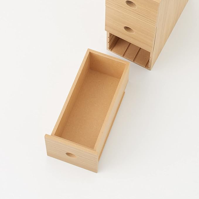 MUJI 82603323 Wooden Accessory Storage, 3 Tiers, Approx. Width 3.3 x Depth 6.7 x Height 9.9 inches (8.4 x 17 x 25.2 cm)