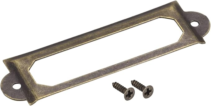 uxcell Metal Label Holders, 60x17mm 60pcs File Name Card Tag Label Holder Frame for Office Library Drawer Cabinet Shelves, Bronze Tone