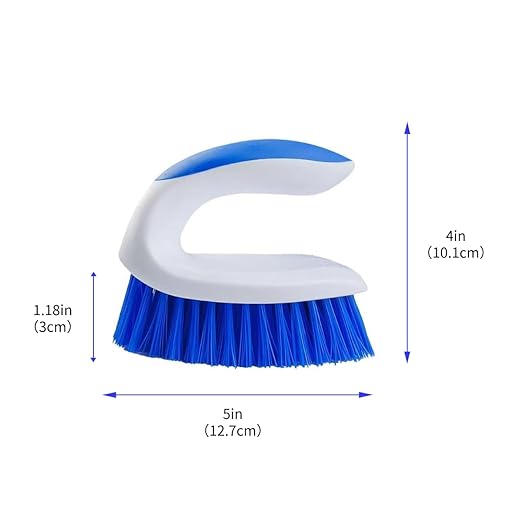 12 Pack Dish Sponge for Kitchen, Dual Sided Scrub Heavy Duty and Heavy Duty Scrub Brush with Handle, Comfort Grip Shower Scrubber for Cleaning Bathroom, Shower, Sink, Floor - Bule