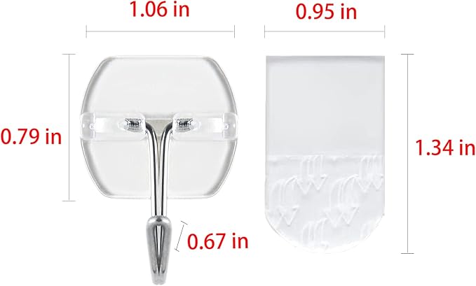 40 Hooks-50 Removable Strips,Clear Small Wire Toggle Hooks Value Pack, Damage Free Hanging Wall Hooks with Adhesive Strips, Removes Cleanly, No Tools Utility Hooks for Hanging Decorations