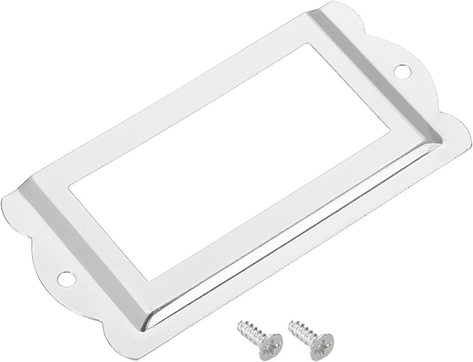 uxcell Metal Label Holders, 85x40mm 5pcs File Name Card Tag Label Holder Frame for Office Library Drawer Cabinet Shelves, Silver Tone