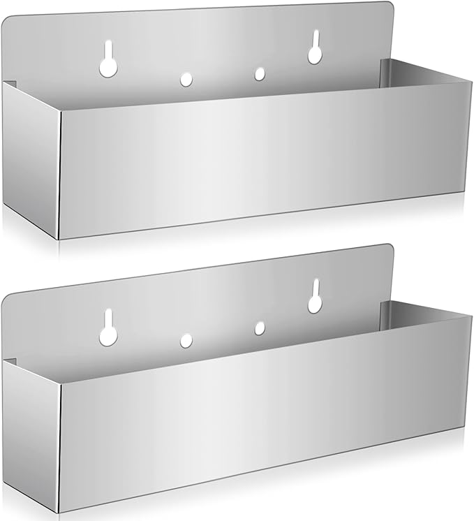 2 Pieces 15 Inch Single Speed Rail Stainless Steel Liquor Bottle Holder Wall Mounted Spray Bottle Rack Drink Rail Shelf for Bars, Silver