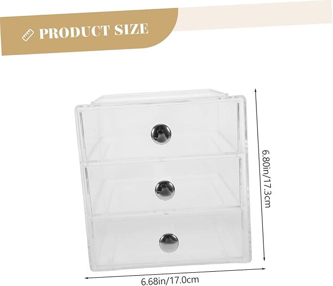 Happyyami Modern Acrylic Drawers Organizer 3 Tier Storage Box Lids Desktop Makeup Organizer for Home Office