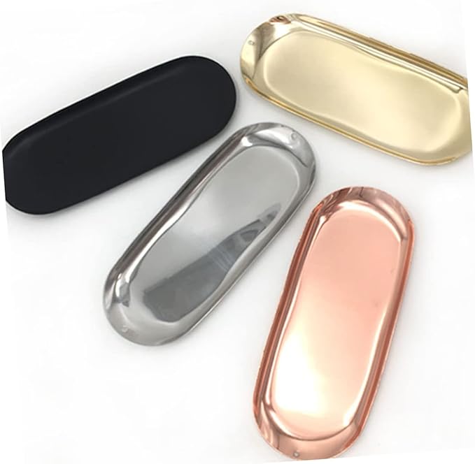 Cabilock Storage Tray Minimalist Nordic Style Jewelry Organizer Plate Black for Home Bedroom for Accessories Perfumes and More