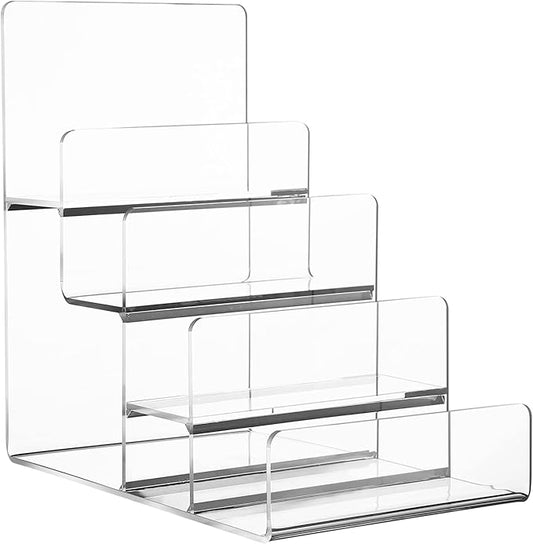 DOITOOL 4- Tier Acrylic Wallet Display Stand Holder, Handbag Purse Display Stand Jewelry Display Riser Purse Handbag Organizer