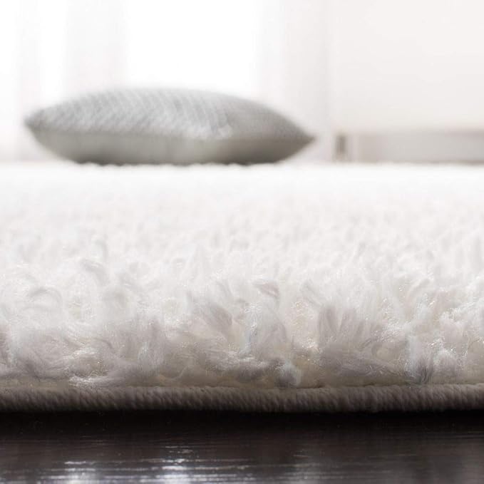 SAFAVIEH August Shag Collection Runner Rug - 2' x 11', White, Solid Design, Non-Shedding & Easy Care, 1.5-inch Thick Ideal for High Traffic Areas in Living Room, Bedroom (AUG200A)