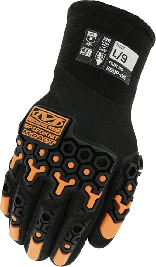 Mechanix Wear SpeedKnit M-Pact Thermal S5DP05 Gloves - Cold Weather Gloves for Protecting Hands - Insulated - Snug Fit - Touchscreen Capable - Machine Washable - Black - Small