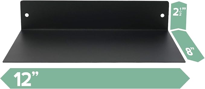 Mitus Floating Shelf Wall Mounted (8 inch x 12 inch) Heavy Duty Industrial Modern Steel, Black