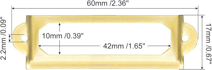 uxcell Metal Label Holders, 60x17mm 60pcs File Name Card Tag Label Holder Frame for Office Library Drawer Cabinet Shelves, Gold Tone