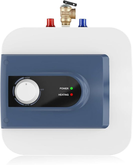 Electric Mini Tank Water Heater, 1.6Gallon Under Sink On Demand Hot Water Heater, Wall or Floor Mounted, 1500W Point of Use Instant Hot Water for RV Kitchen Bathroom Restaurant
