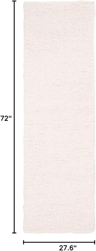 SAFAVIEH Fontana Shag Collection Runner Rug - 2'3" x 6', Ivory, Solid Design, Non-Shedding & Easy Care, 2-inch Thick Ideal for High Traffic Areas in Living Room, Bedroom (FNT800A)
