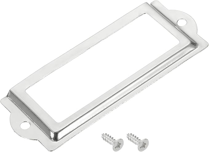 uxcell Metal Label Holders, 83x30mm 40pcs File Name Card Tag Label Holder Frame for Office Library Drawer Cabinet Shelves, Silver Tone