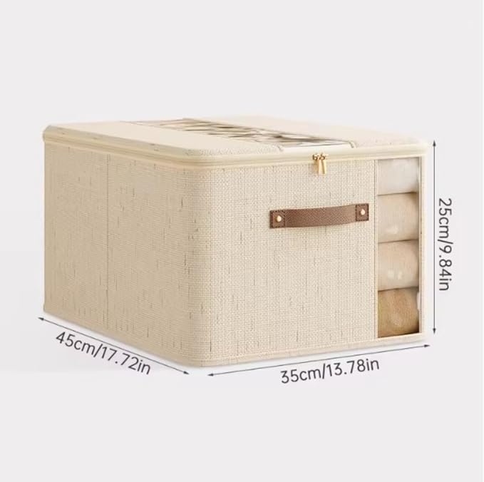 3PCS Storage Bins, Foldable Storage Baskets Lid Clear Window for Organizing Toys, Books, Shelves, Closet, Large Storage Box with Rope Handles, Sturdy Organizer Bins (Large)